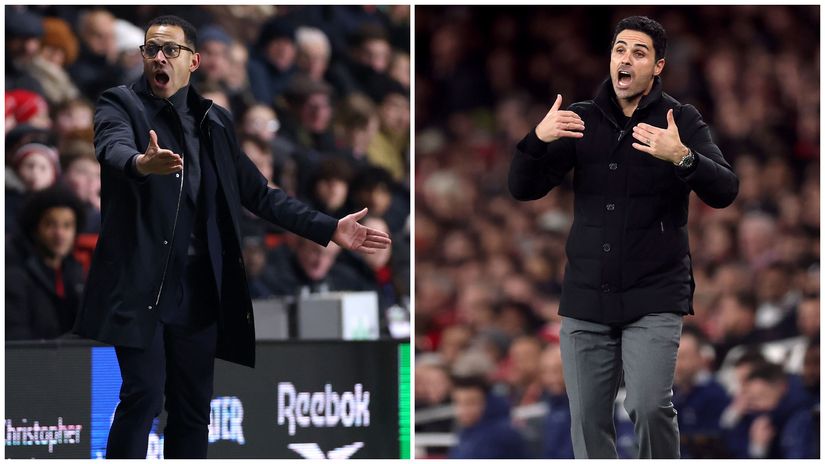 Liam Rosenior & Mikel Arteta (©Getty Images)