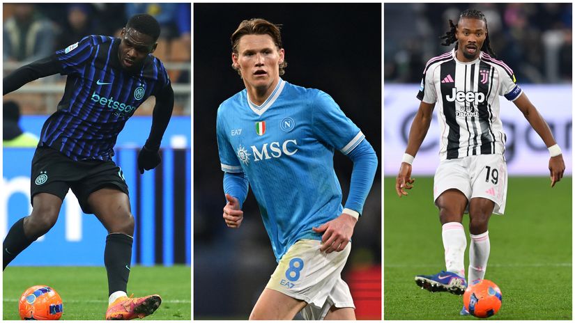Bonny of Inter, McTominay of Napoli and Thuram of Jove all in action today (©Getty images)