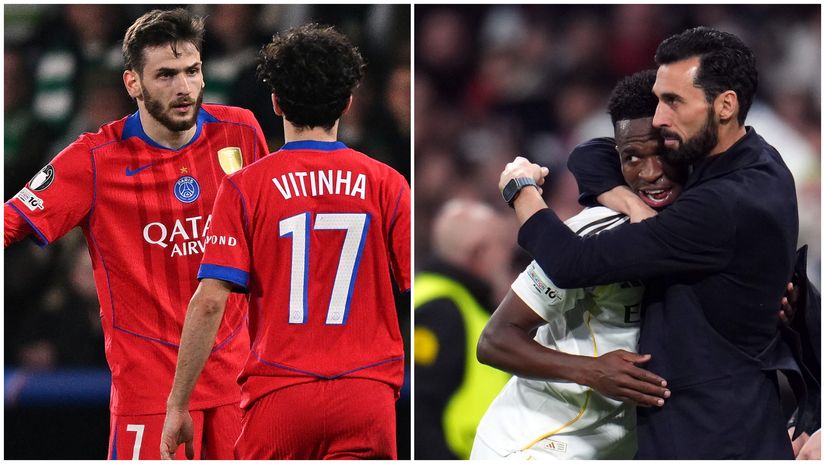 Khvicha and Vitinha argued, while Vini and Arbeloa celebrated (©Getty images)