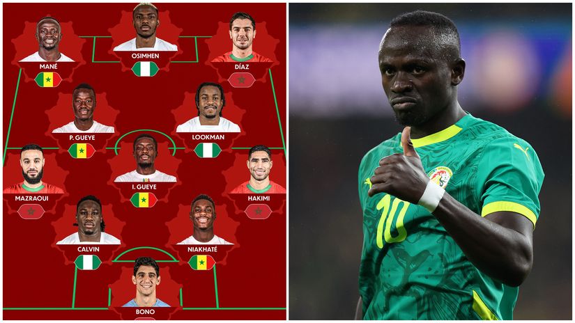 AFCON's Best XI and Mane, the player of the tournament (©CAF/Harry Murphy/Getty Images)