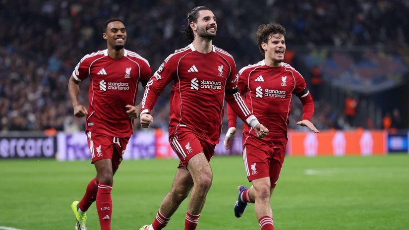 Szoboszlai celebrates his opener (©Justin Setterfield/Getty Images)