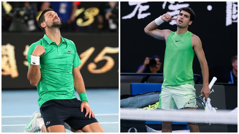 Novak Djokovic and Carlos Alcaraz celebrating (©Getty Images)