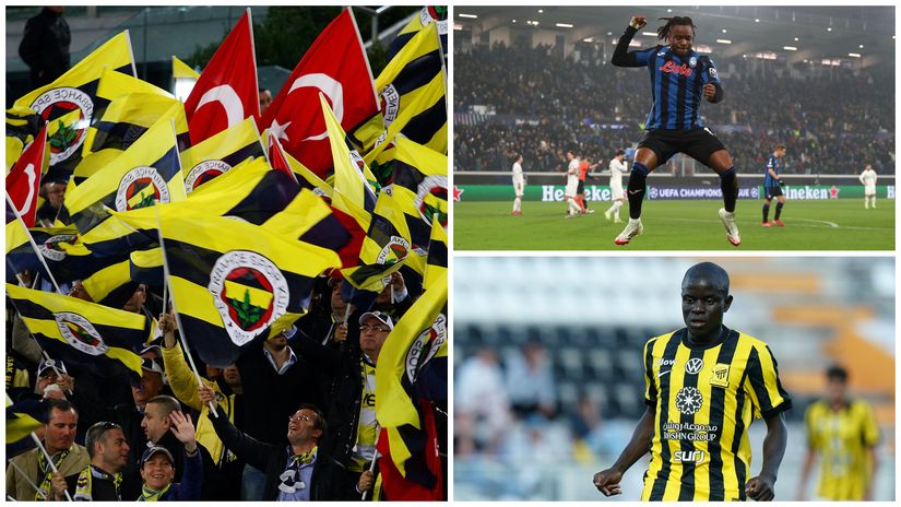 Fener fans, Ademola Lookman and N'Golo Kante (©Getty Images)