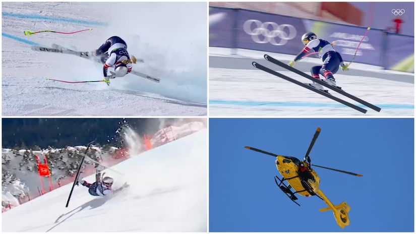 Horrible scenes, as heavily injured Vonn was taken off to the hospital by a helicopter (©Screengrab by IOC via Getty Images)