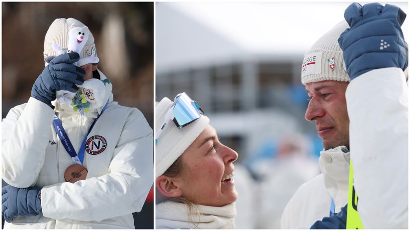 Sturla Holm Laegreid in tears after winning the bronze medal (©Alexander Hassenstein/Getty Images)