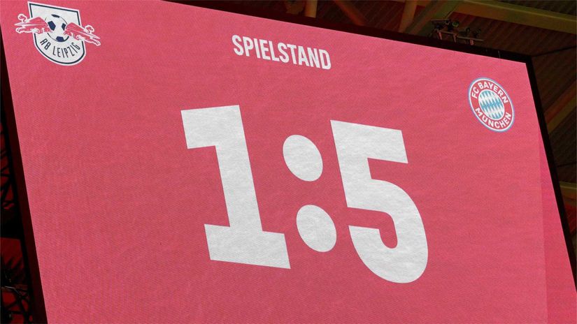 The 1-5 scoreline during the Bundesliga match between Leipzig and Bayern Munchen on January 17, 2026 in Leipzig (©Stuart Franklin/Getty Images)