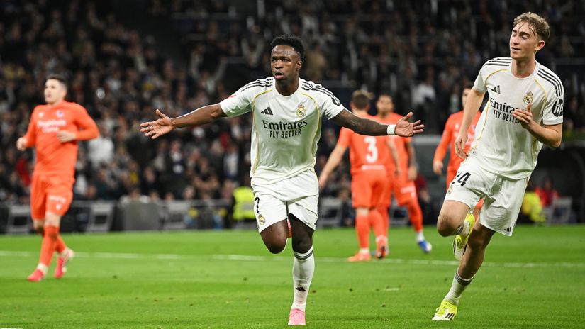Vini celebrates his first goal in the game (©Denis Doyle/Getty Images)