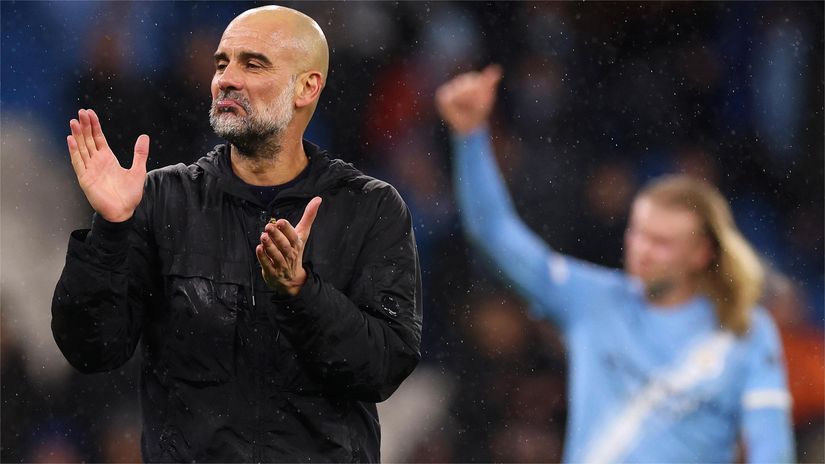 Pep visibly happy after the win over Newcastle (©Carl Recine/Getty Images)