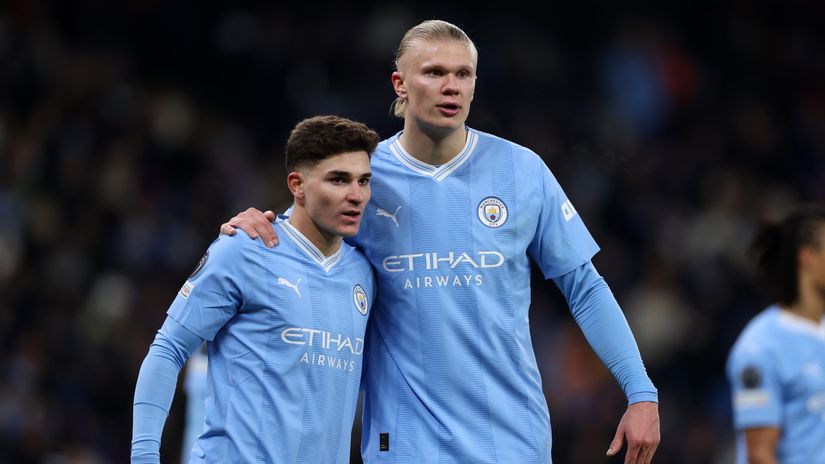 Julian Alvarez and Erling Haaland back in the days at Man City (©Getty Images)