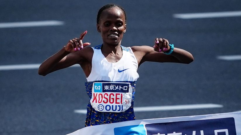 Brigid Kosgei blitzes course record to win second Tokyo crown