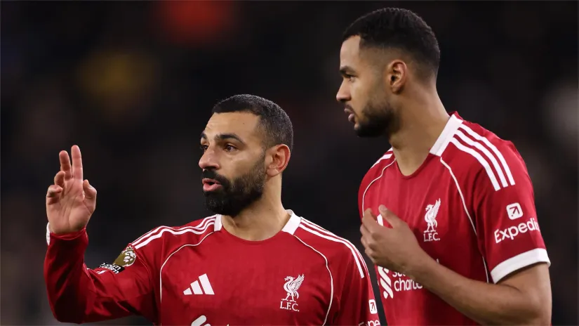 Mohamed Salah and Cody Gakpo (©Catherine Ivill - AMA/Getty Images)