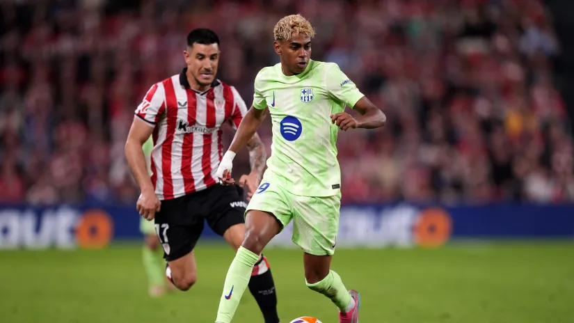 Lamine Yamal against Athletic bilbao (©Getty Images)