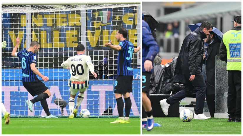 Krstovic scoring the goal and Chivu leaving the field(©Gallo Images)