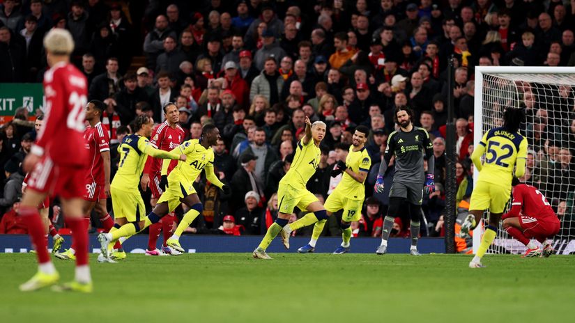 A scene seconds after Richarlison stunned the packed Anfield (©Michael Regan/Getty Images)