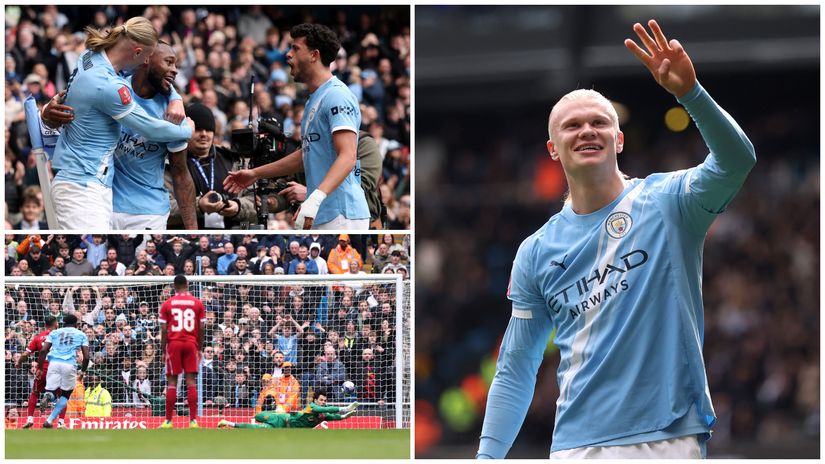 Ideal day in the office for Haaland and the Cityzens and an awful one for Salah and the Reds (©Getty Images)
