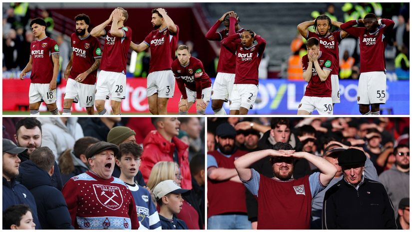 Devastated West Ham players and their fans (©Gallo Images/Getty Images)