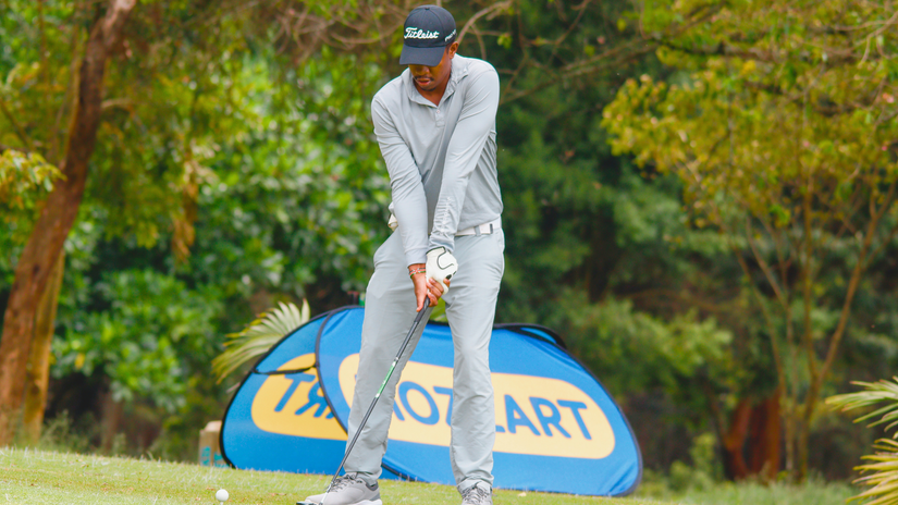 A golfer tees off at the Limuru Country Club