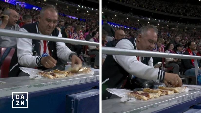 This gentleman definitely knows his priorities (©x.com/DAZNFootball)