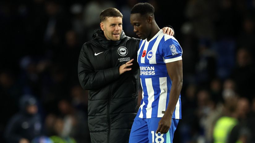 Brighton coach Hurzeler and Danny Welbeck (©Richard Pelham/Getty Images)