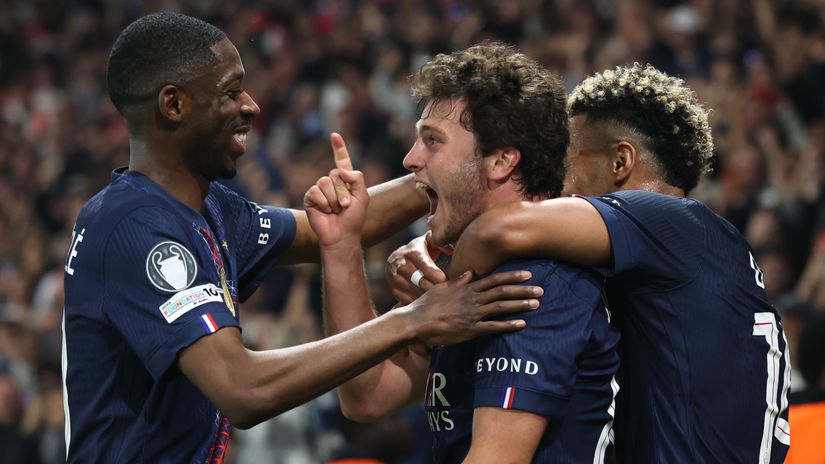 PSG players celebrating the goal against Bayern (©Getty Images)