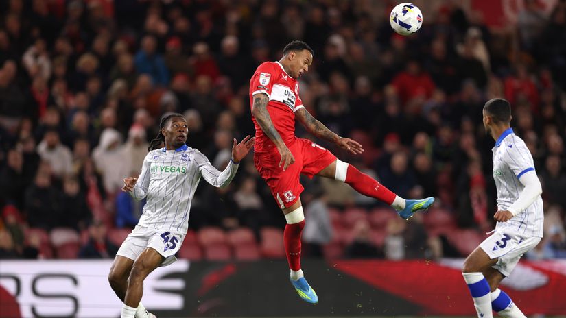 Middlesbrough player Morgan Whittaker in action (©Stu Forster/Getty Images)