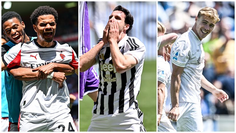 Zachary Athekame of Milan (left), Federico Gatti of Juve (middle) and Rasmus Hojlund of Napoli (©Gallo images)