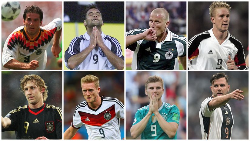 Riedle, Kirsten, Jancker, Hanke, Kiessling, Schurrle, Werner and Fullkrug (©Gallo images/Getty images))