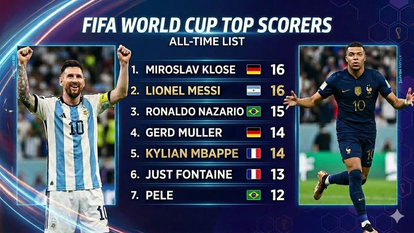 Race for World Cup top scorer heats up: Messi ties with Klose, Mbappe's age gives him edge