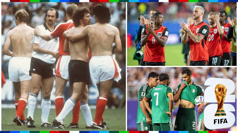 West Germany & Austria players celebrate after the "Disgrace of Gijon". Will the players on the right repeat something similar? (©AFP)
