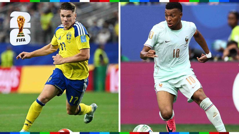 Victor Gyokeres of Sweden and Kylian Mbappe of France(©AFP)