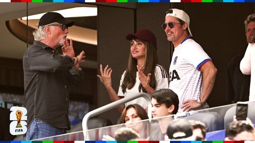 We'd bet Penelope Cruz doesn't know a single player on the pitch — Brad might know a few more (©Getty Images)