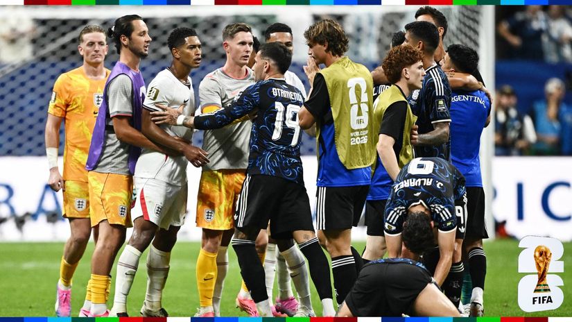 Fuming Bellingham clashes with the Argentinians after last night's match (©Reuters/Dylan Martinez/Gallo Images)
