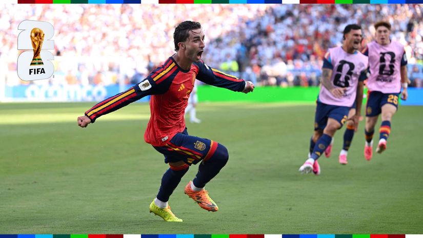 Ferran Torres ecstatically celebrates the winner (©David Ramos/Getty Images)