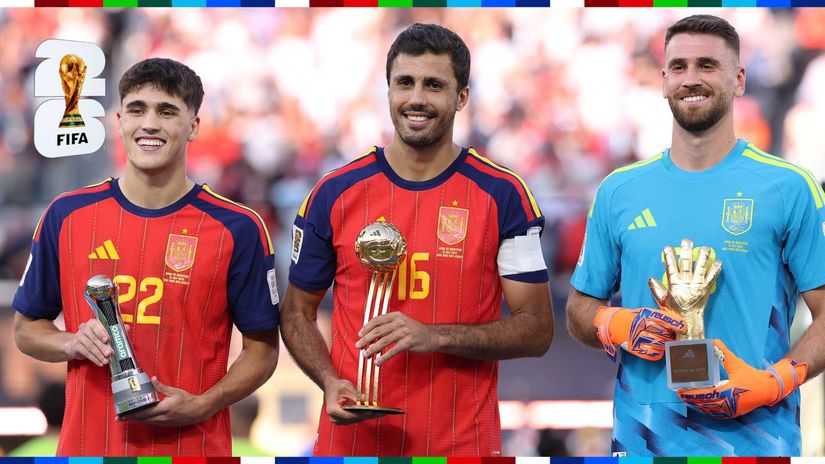 Cubarsi, Rodri and Simon with their individual awards (©Carl Recine/Getty Images)