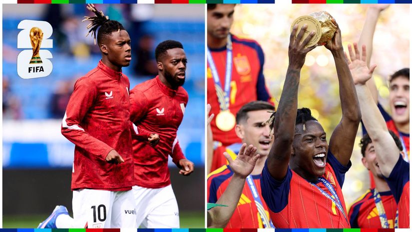 The Williams brothers in a training session and Nico lifting the World Cup trophy (©Getty Images)