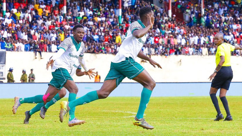 Gor Mahia's Sylvester Owino celebrates his goal against Shabana© Mozzart Sport Gor Mahia's Sylvester Owino celebrates his goal against Shabana© Mozzart Sport