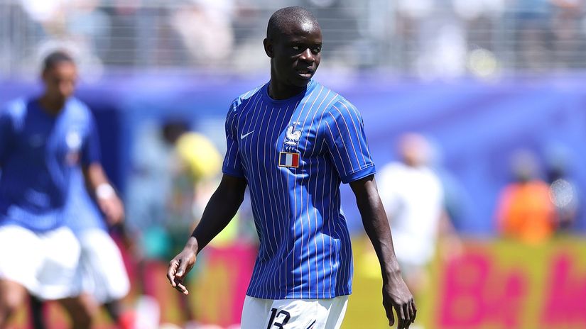 N'Golo Kante warming up before the 2026 World Cup match between France and Senegal (©Kevin C. Cox/Getty Images)