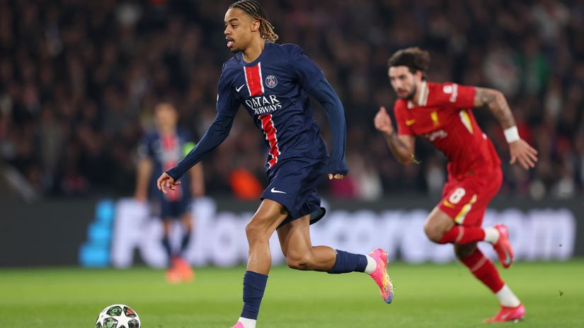 Barcola against Liverpool in the Champions League (© Julian Finney/Getty Images)