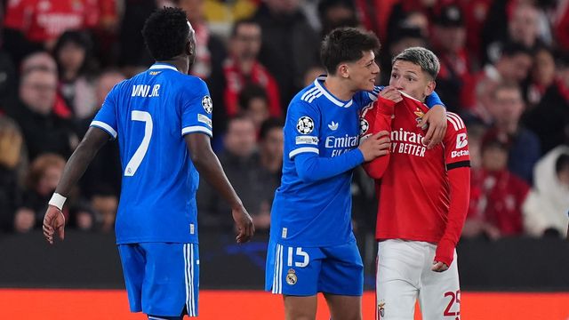 The moment Prestianni covered his mouth while arguing with Vini (©Angel Martinez/Getty Images)