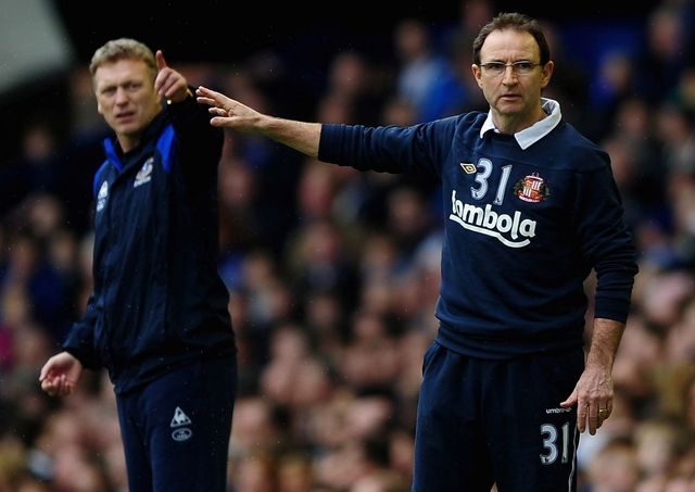 David Moyes and Martin O'Neill during the FA Cup clash between Everton and Sunderland in March 2012 (©Laurence Griffiths/Getty Images)