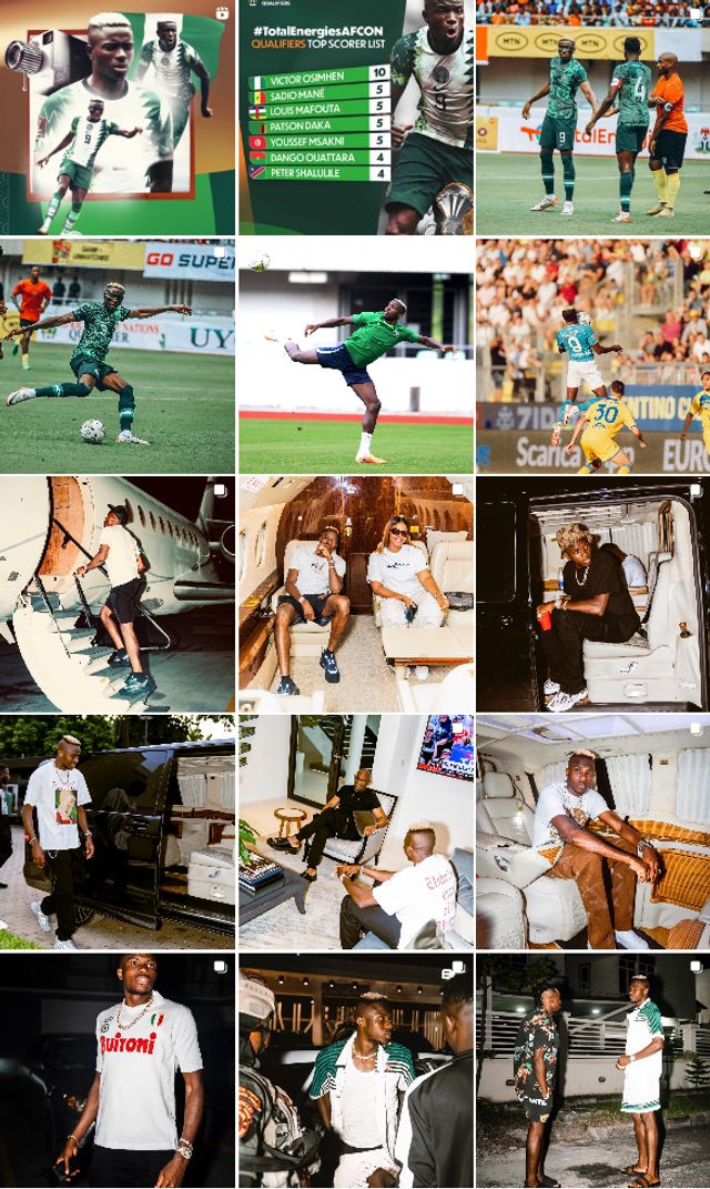 Finding Napoli-related content on Osimhen's Instagram page is nearly impossible